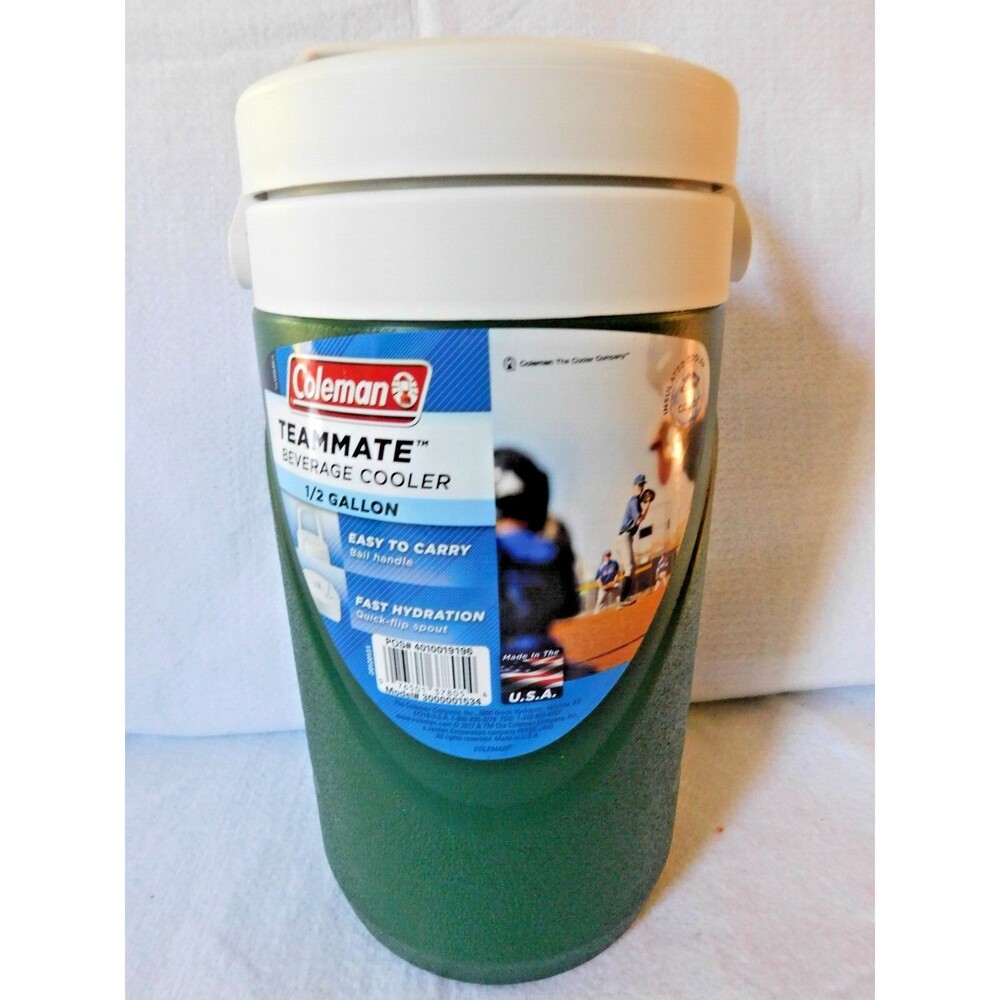 Coleman 1/2 Gallon Green White Teammate Beverage Cooler Jug USA